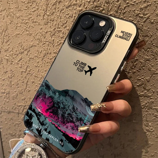 Phone case with a mountain peak at sunset print
