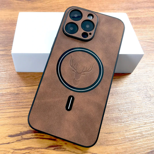 Luxury Deer PU Leather Case for iPhone Magsafe