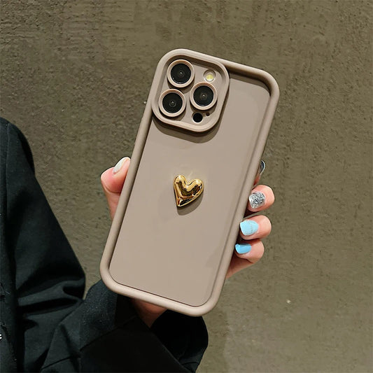 3D Gold Heart iPhone Case
