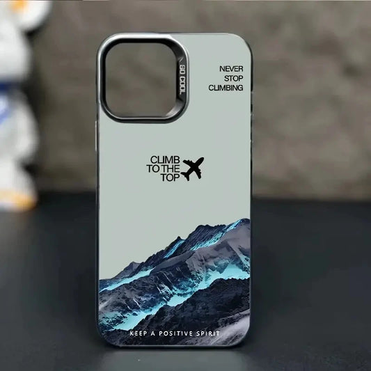 Phone case with a mountain peak at sunset print