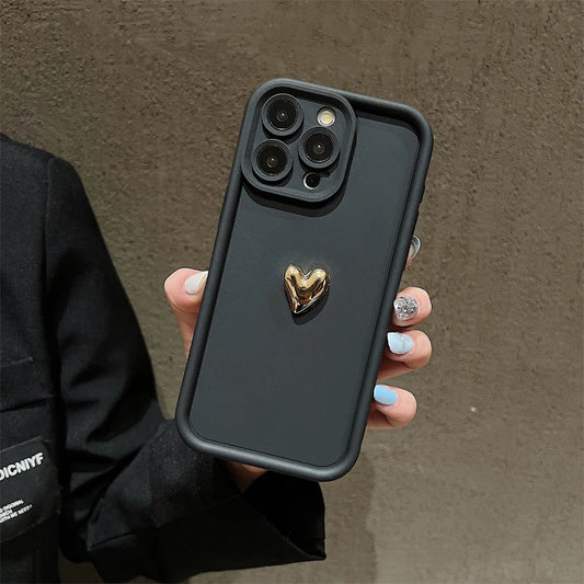 3D Gold Heart iPhone Case