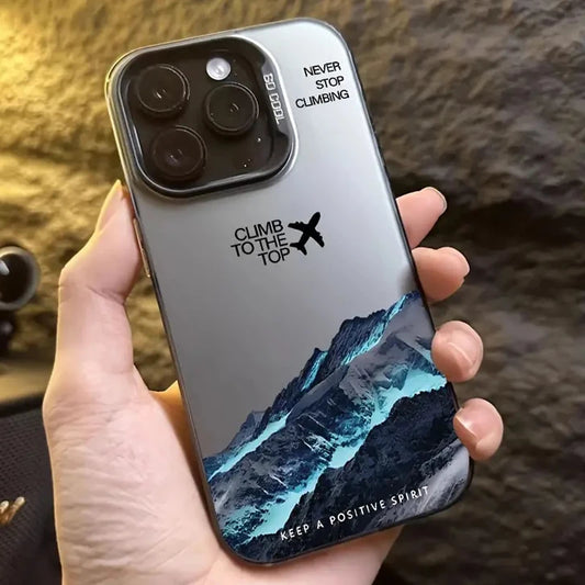 Phone case with a mountain peak at sunset print