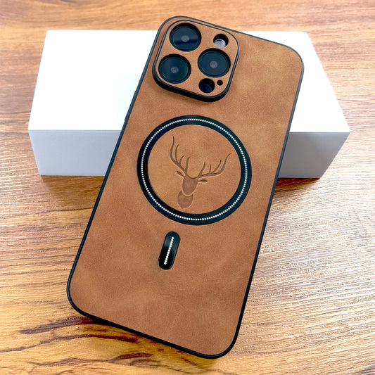 Luxury Deer PU Leather Case for iPhone Magsafe